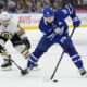 Boston Bruinsin Jake DeBrusk iski kolme tehopistettä Toronto Maple Leafsia vastaan. Mitch Marner jäi pisteittä.