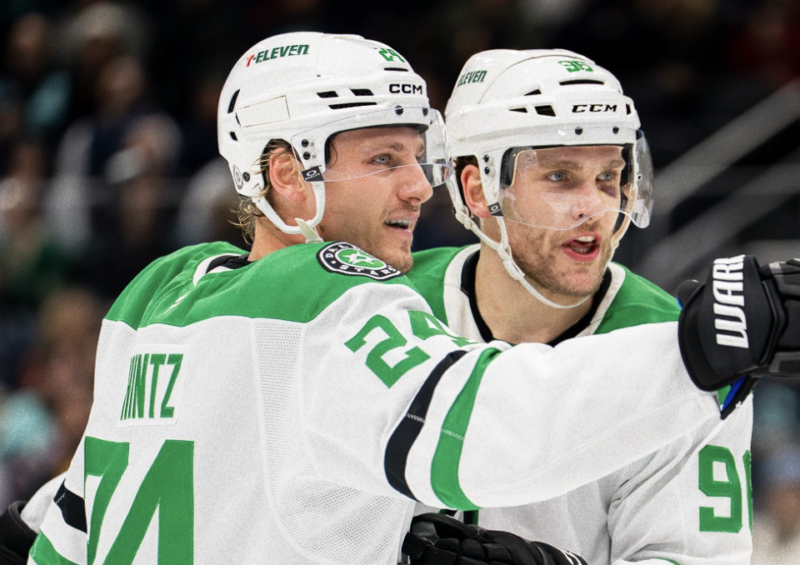 Roope Hintz ja Mikko Rantanen viettivät kovaa pisteiltaa kun Dallas kaatoi Seattlen