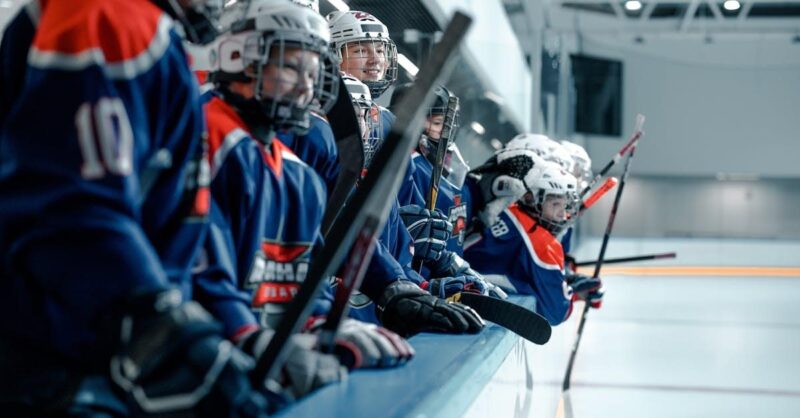 Hockey Players Waiting Sidelines